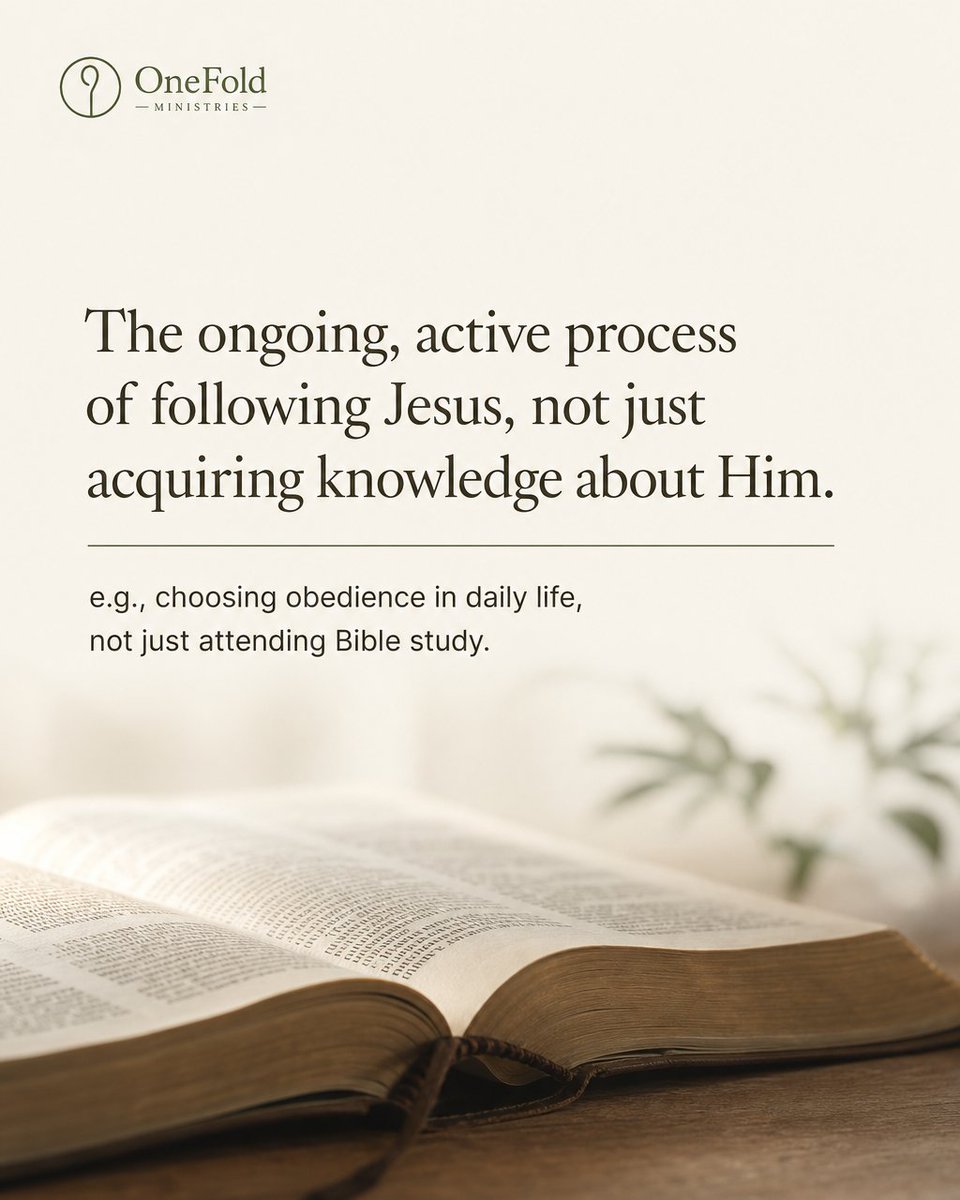 OneFoldMin's tweet photo. Most people think discipleship is learning doctrine about Jesus.
But it's the ongoing, active process of following Him.
It's the difference between attending Bible study and choosing obedience on a random Tuesday, when no one's watching.
To disciple is to walk with the Lord. 🙏 https://t.co/XSOvExXUzy