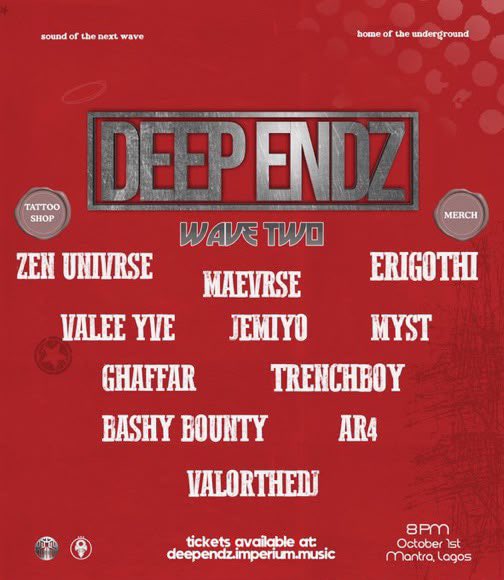 montero_997's tweet photo. DEEP ENDZ PRESENTS FULL UNDERGROUND LINEUP,EVEN JUSTICE LEAGUE NO GET THIS KAIN LINE UP

OCTOBERSRICH, CAPPODITUTTI, RAVIGNTON, ZEN UNIVRSE, AR4, MAE VRSE, ERIGOTHI, VALEE YVE, JEMIYO, MYST, YVNG CEDER, TRENCHBOY &amp; more

📍Mantra, VI
🗓️: OCT 1 https://t.co/s0HQKDTrgT
