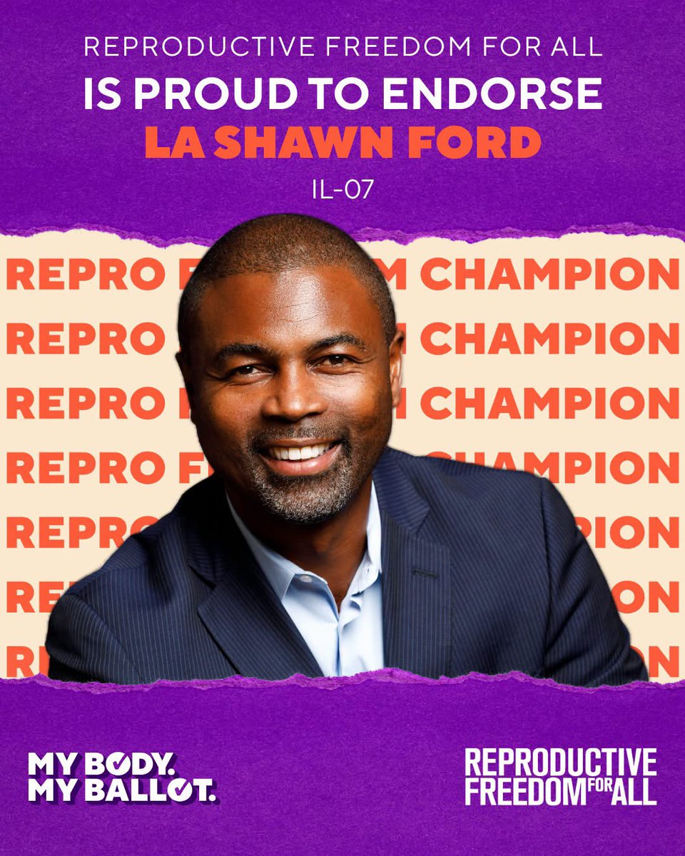 ford4congress's tweet photo. Thank you to @reproforall Reproductive Freedom for All for your endorsement and for the work you have done for more than 55 years to protect reproductive freedom across our country.

I am grateful for your support and proud to stand with those working to protect access to reproductive health care and people's freedom to make personal health care decisions without political interference.

Thank you for standing with our campaign and with communities across Illinois and the country.

#FordForCongress #ReproductiveHealth #reproductivefreedom #IL07