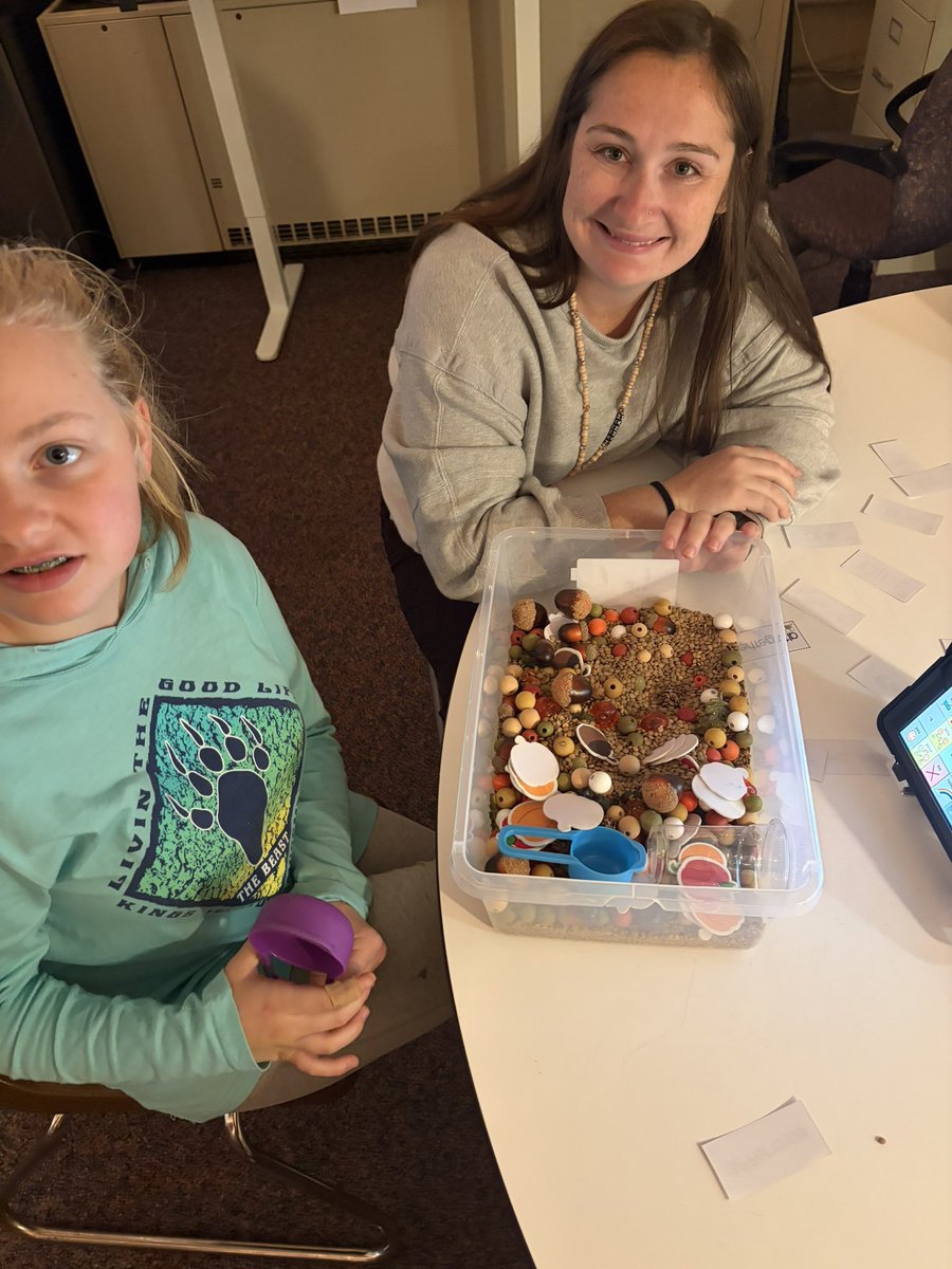 caityruss's tweet photo. AAC, a festive sensory bin, and Miss Hannah make for a solid Wednesday! 🍁🍂🎃📱

#UnitedGreenmen #AAC #EveryVoiceMatters 

@mjanzig @mmaglionico @torresv4msu  @AHS_DrPach @h_hanniie_ @ACSD_MH @DrPMilcetich @AHS_SeanBaker https://t.co/liGSimVtKh