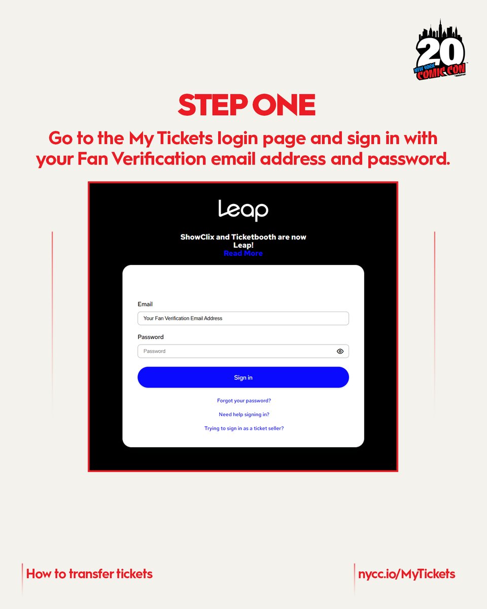 NY_Comic_Con's tweet photo. Ticket Transfers are back on 💥 Need to transfer your NYCC ticket to a friend? Here’s how to transfer and accept tickets, made easy. Follow these steps to transfer and accept tickets, and you’ll be ready for NYCC in no time. 

Don’t forget 💡 You must have your ticket assigned to you so that you can make reservations. Tickets with connected reservations will lose the reservations if transferred. 

Manage your tickets at https://t.co/3tb5ZoV0eF 

Still want to join us? Thursday and Sunday tickets are still available: https://t.co/bGfHEghTqs 

(1/3)