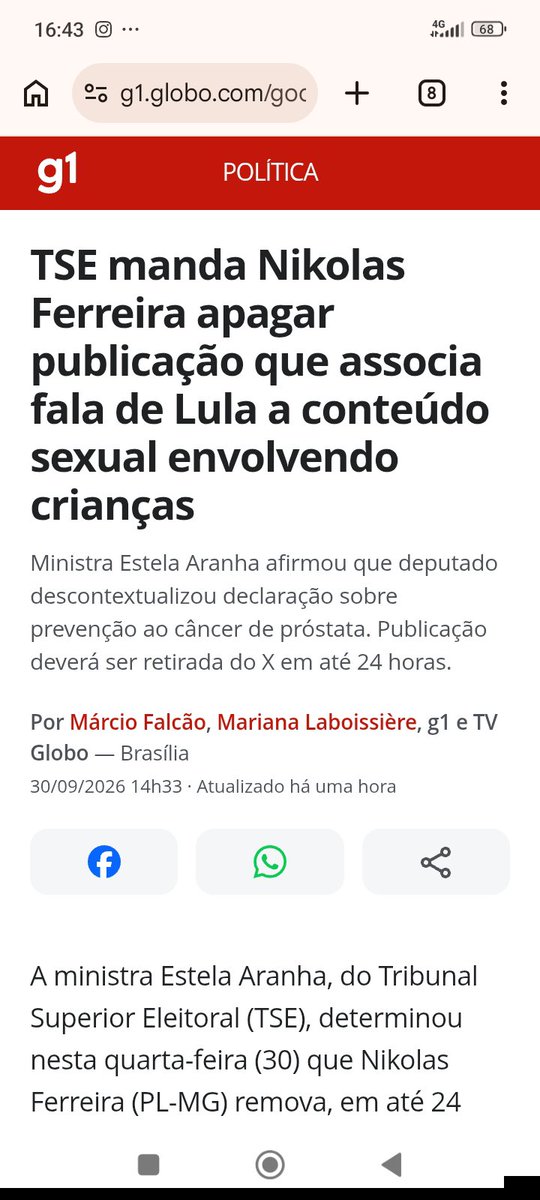 BiazitaGomes's tweet photo. A casa caiu e vai cair para muito perfil que compartilhou a fake news .
A juíza deixou claro a prática de crime na falsa acusação.
Mas na moral né gente.Só quem tem cabeça muito suja para pegar a fala do lula sobre exame de câncer e transformar nisso.
Só um abusador pensa assim. https://t.co/3mlT94hMPZ