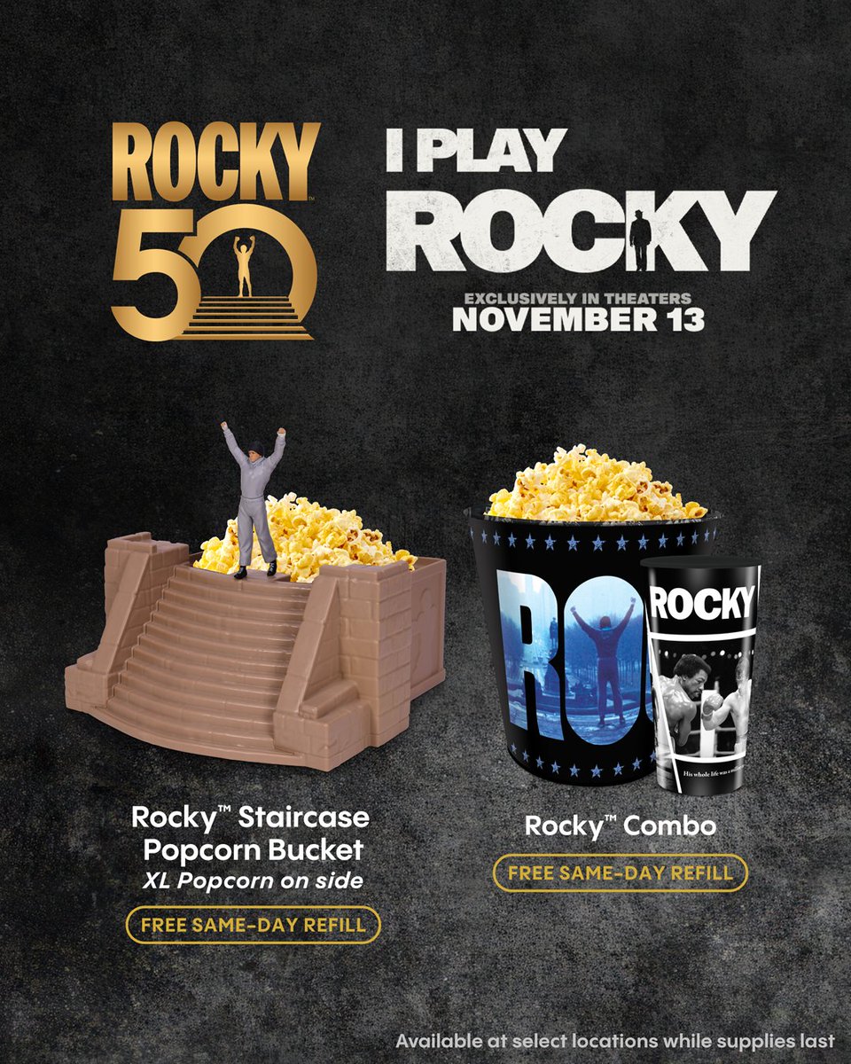 Cinemark's tweet photo. Introducing our Rocky 50th Anniversary merch COMING SOON to theaters! https://t.co/BEtJJ0MRMh