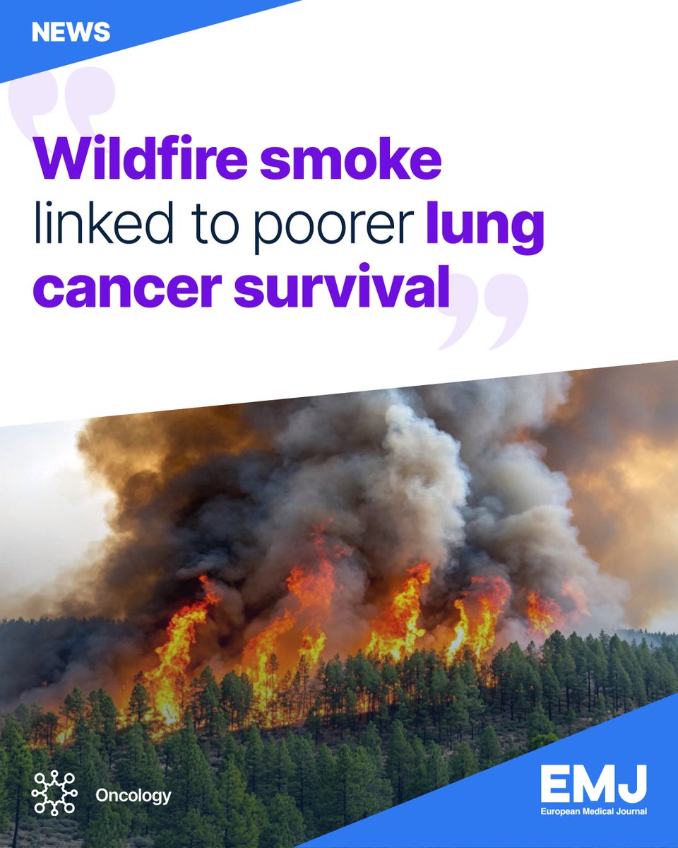 EMJReviews's tweet photo. Wildfire smoke may be an important environmental consideration in lung cancer care.

Among more than 414,000 patients aged 65 years and older, wildfire-related PM2.5 showed a stronger association with mortality per unit of exposure than particulate pollution from other sources.

The observational findings warrant further investigation.

Find out more: https://t.co/vc4EyXhXYB