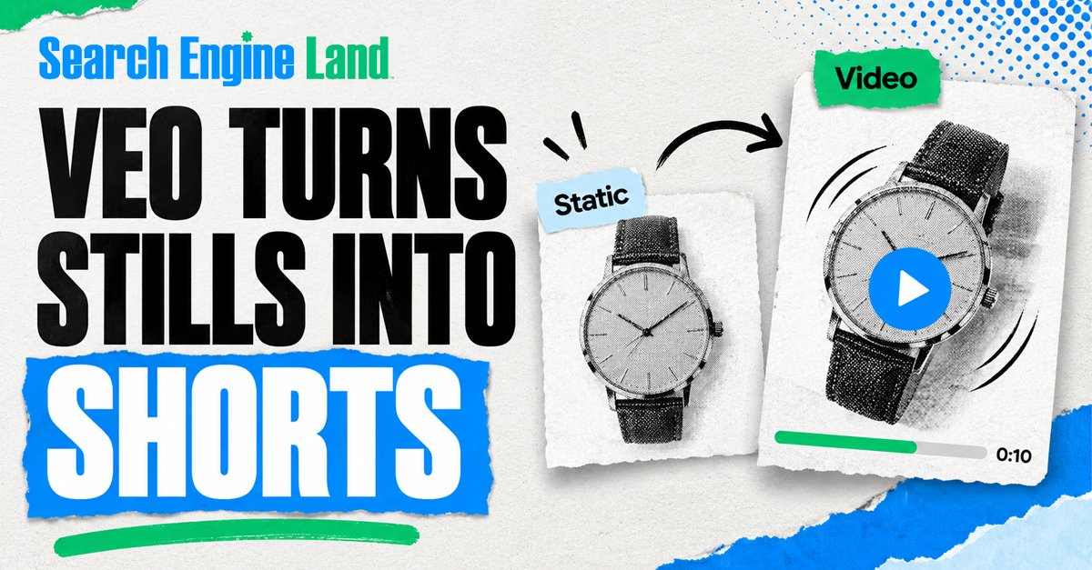 sengineland's tweet photo. No video team? Not a blocker anymore for #PMax and Demand Gen.
Google Ads' Veo animates 2 static images into a Short. The catch: 10 seconds max, no faces.
Walkthrough + setup tips: https://t.co/2EnTXoZCbN https://t.co/w9b6It15qQ