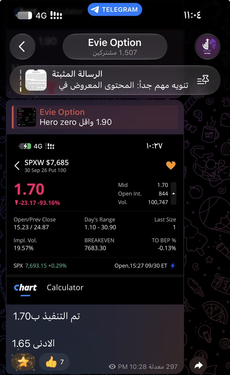 Evieoption's tweet photo. فرصة ملكية 💜😁
تصفية العقد كم ! 

#spx https://t.co/O6jpPt2Ijr