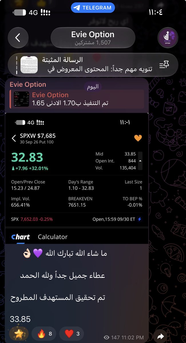 Evieoption's tweet photo. فرصة ملكية 💜😁
تصفية العقد كم ! 

#spx https://t.co/O6jpPt2Ijr