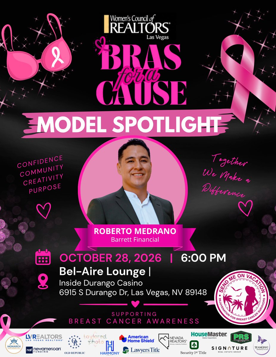 mgm_monarch's tweet photo. π MODEL SPOTLIGHT: ROBERTO MEDRANO! π
Join Roberto Medrano of Barrett Financial for Bras for a Cause, supporting breast cancer awareness!
π
Oct. 28 | 6 PM
π Bel-Aire Lounge, Durango Casino
6915 S. Durango Dr.
#BrasForACause #WCRLV #BreastCancerAwareness #LasVegasEvents https://t.co/v2FnBwf9I2