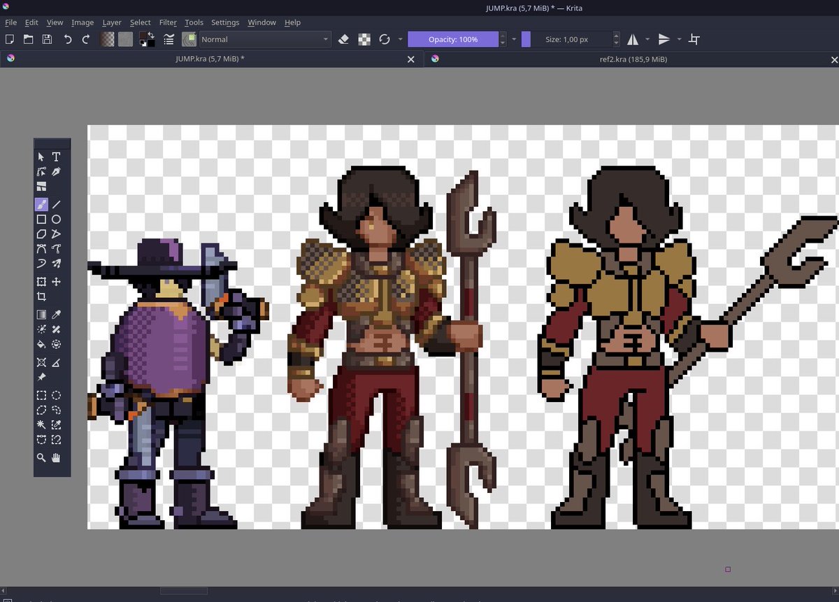 perico_gaming's tweet photo. Here is our boss in full pixel art next to our little cowboy. Do you guys think he looks threatening enough? https://t.co/gL66LJOlPJ