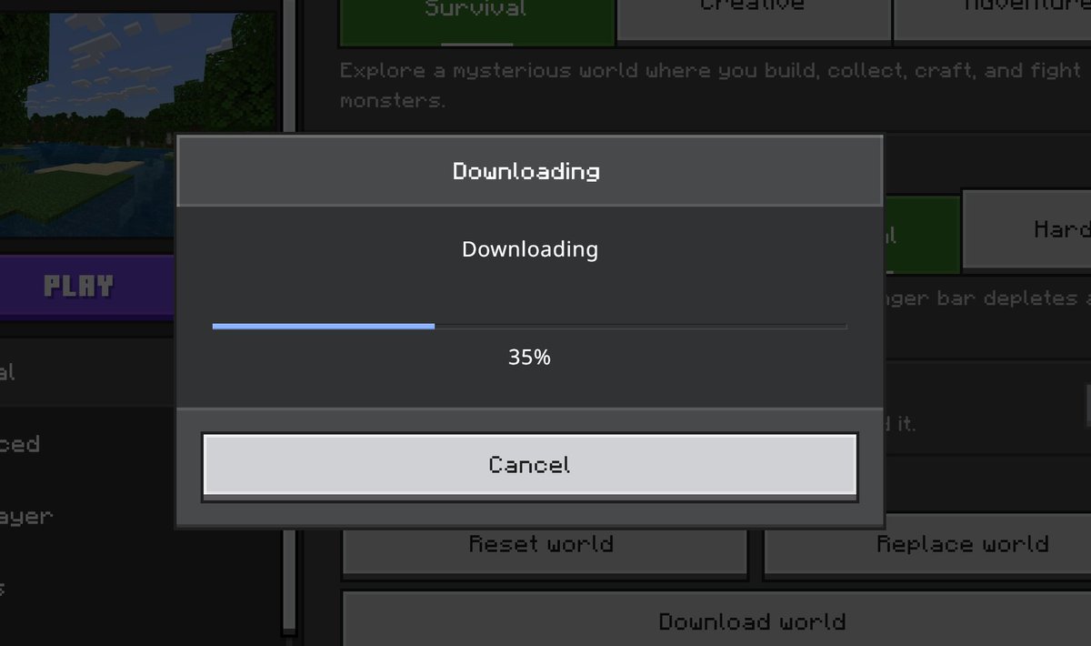 CornerHardMC's tweet photo. We'll be upgrading how Realm uploads and downloads work! 😁 Faster, more reliable, and better handling of big worlds for Bedrock and Java

The first step is in today's 26.60.29 Preview where you can try out the improved world downloads. Try it out and let me know what you think https://t.co/orWr7q3U2l