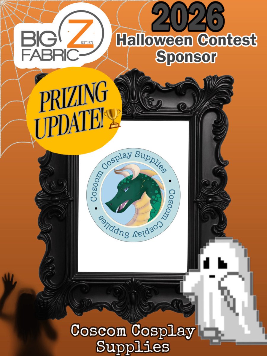 BigZFabric's tweet photo. PRIZING UPDATES!!🪎

3 DAYS LEFT to enter our Halloween Cosplay Contest!🎃 Get your applications in by October 2nd at 6 PM EST for a chance to be featured!🦇

Prizes🏆
Best in Show - $100 Big Z Fabric Gift Card + Medal + $100 Coscom Gift Card
Best Advanced - $75 Big Z Fabric Gift Card + $75 Coscom Gift Card
Best Intermediate - $50 Big Z Fabric Gift Card + $50 Coscom Gift Card
Best Beginner - $50 Big Z Fabric Gift Card + $50 Coscom Gift Card

3 Judges’ Choice - $25 Big Z Fabric Gift Cards each

NEW! Best Fursuit award - $50 Big Z Fabric Gift Card + Medal + $25 Coscom Gift Card

Thank you so much @coscom_cosplaysupplies for being a sponsor for this contest and supporting all of the amazing cosplayers! Full details can be found in the application form linked in our bio.