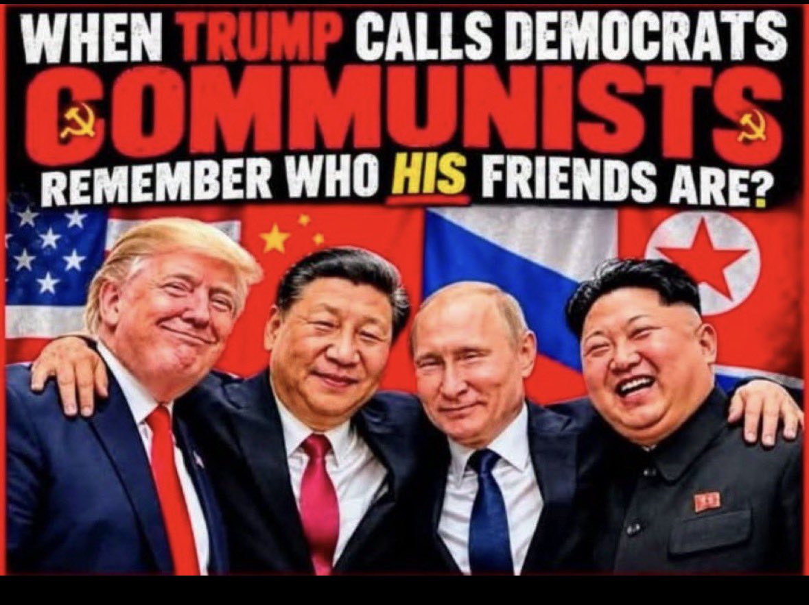 SassyGirlBoss's tweet photo. When MAGA claims to fear communism, remember who keeps cozying up to communist dictators. The hypocrisy is almost impressive. 💅🏼 https://t.co/woOcJjiXR6