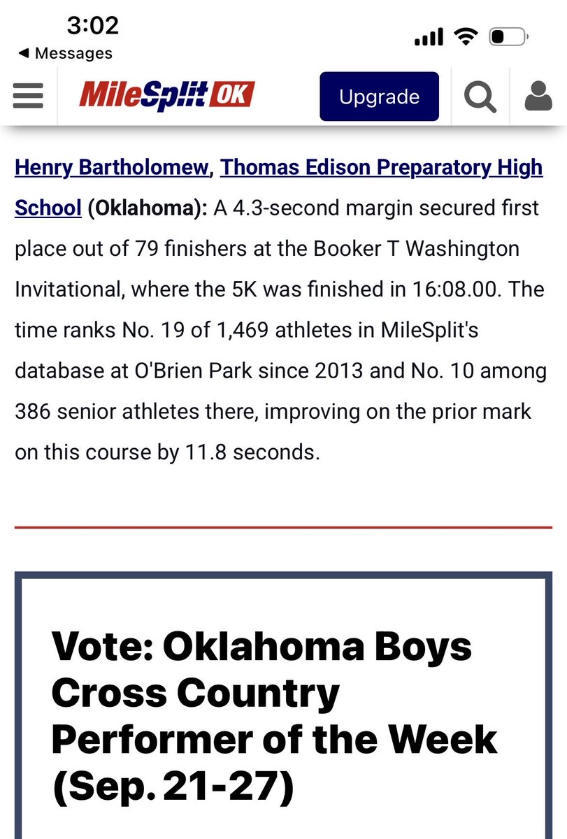 H_Bartholomew27's tweet photo. Nominated for Oklahoma Boys Cross Country Performer of the Week 9/21-9/27!!!

https://t.co/JSCmWFcdsi https://t.co/cxpYRibWUK