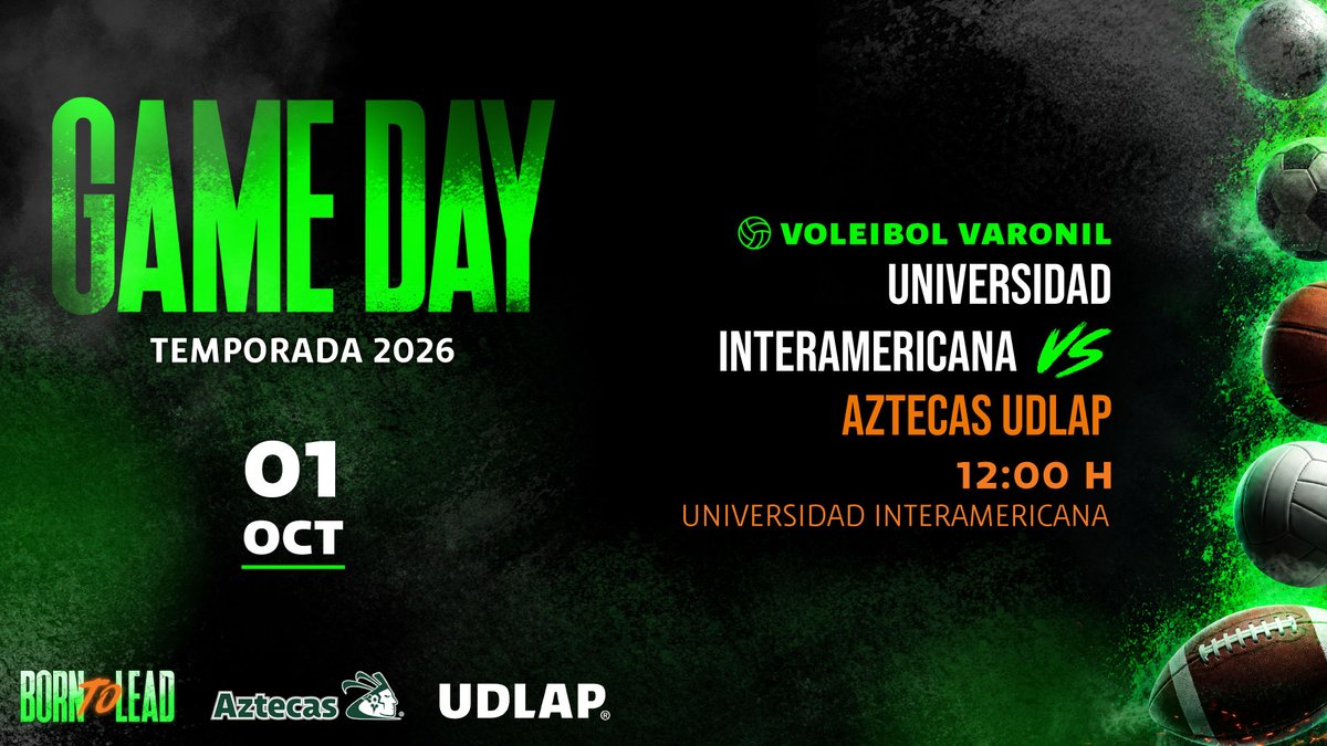 aztecasudlap's tweet photo. 🏐 GAME DAY
¡Día de partido! Los Aztecas UDLAP se enfrentan a Universidad Interamericana.
🕛 12:00 h #TodosSomosAztecas #AztecasUDLAP #BorntoLead https://t.co/s89jv9zMlo