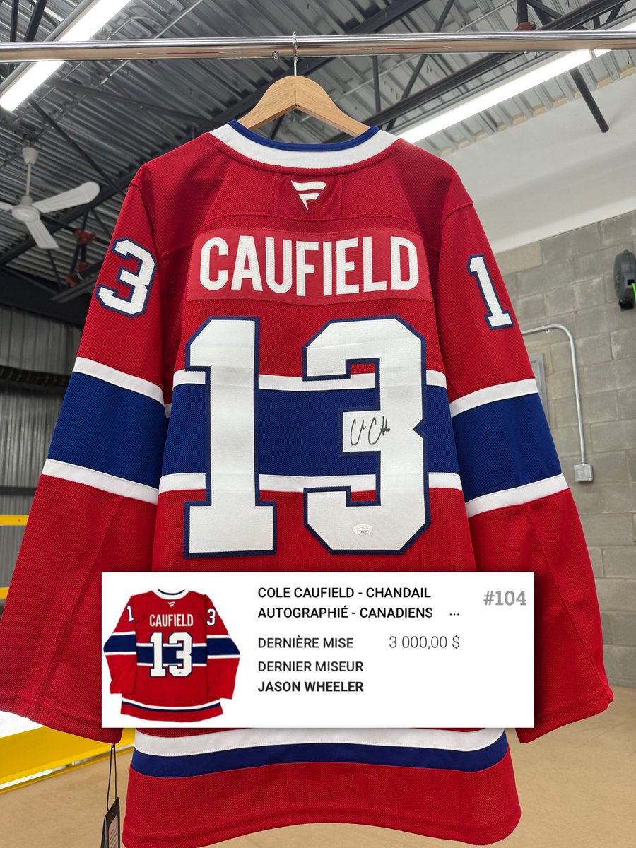 HKYJersey's tweet photo. This Caufield #13 signed jersey recently sold AGAIN at auction for $3000❗️

One random mystery jersey purchaser will receive this as their jersey in our drop. 

Next drop: Tomorrow 8:00 PM EST ➡️ https://t.co/tKSyTSgnuq https://t.co/k0U845fc6f