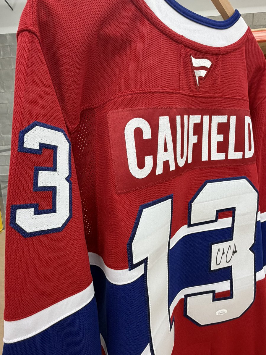 HKYJersey's tweet photo. This Caufield #13 signed jersey recently sold AGAIN at auction for $3000❗️

One random mystery jersey purchaser will receive this as their jersey in our drop. 

Next drop: Tomorrow 8:00 PM EST ➡️ https://t.co/tKSyTSgnuq https://t.co/k0U845fc6f