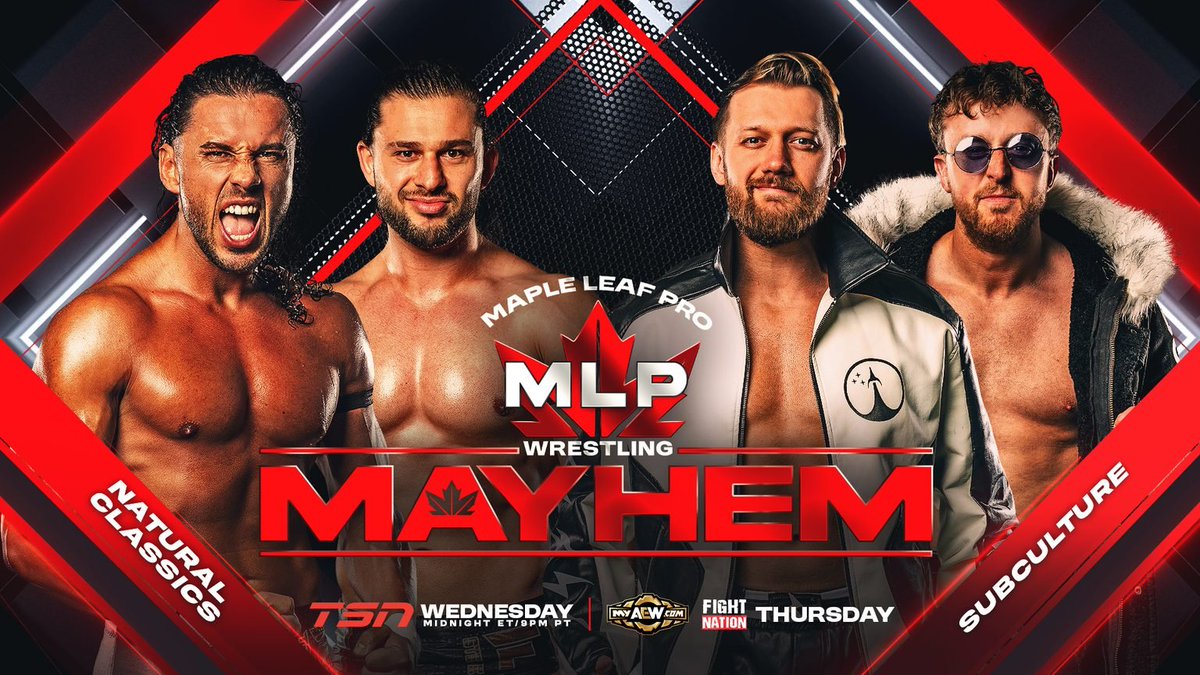 NoxWrestle's tweet photo. MLP Mayhem 30/09/26
- Vaughn Vertigo VS Rudra
- Natural Classics VS Subculture
- Nikki Storm VS Dani Luna
- Rohan Raja,Dan Maff, Jonathan Gresham y 1st Faction VS Neon, Psycho Mike, Billy Gunn y Sinner &amp; Saint https://t.co/nf5kgFLk06