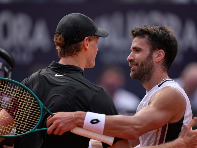jannik_files's tweet photo. Andrea Pellegrino talked about his match against Jannik Sinner in the Italian Open 2026 R16:

“I’m just going to tell you that, when they presented (the players) and started listing the tournaments he won, there was a roar I’ve never heard in my life. I was like in a bubble, I was more tense about doing a bad impression on him than being in front of 15k spectators (on Center Court.)

More than anything else it’s the 'status' he has and that people attribute to him that make you feel that aura. You feel like you're playing with a planetary star: people pull their hair out when they see him! You only realise how big he is when you're close to him. You don't perceive many things on TV, but you understand the greatness of the person and the character when you’re up close. 

He and Alcaraz are something else. You felt the same feelings years ago when Nadal and Federer were there.” 🇮🇹🤝