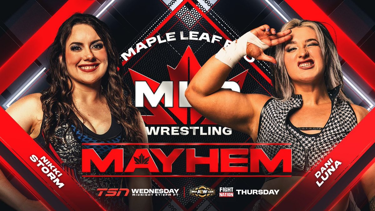 NoxWrestle's tweet photo. MLP Mayhem 30/09/26
- Vaughn Vertigo VS Rudra
- Natural Classics VS Subculture
- Nikki Storm VS Dani Luna
- Rohan Raja,Dan Maff, Jonathan Gresham y 1st Faction VS Neon, Psycho Mike, Billy Gunn y Sinner &amp; Saint https://t.co/nf5kgFLk06
