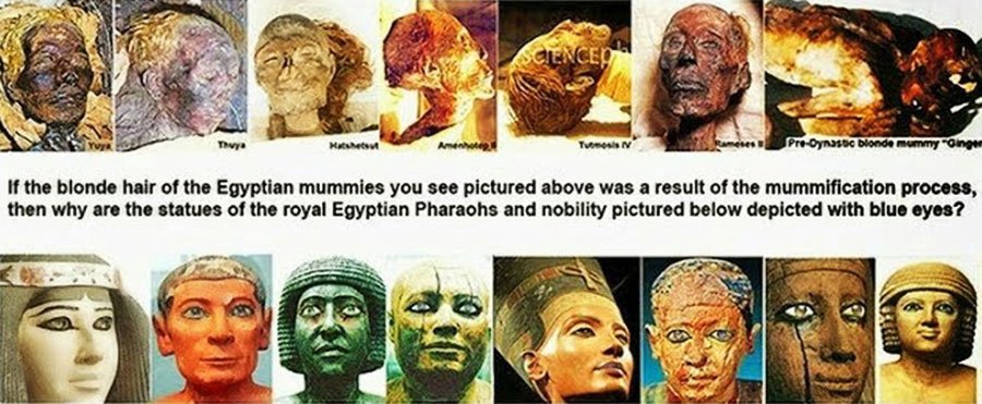 AryanWorldOrder's tweet photo. @turtleisl_girl @buckthebigguy77 If that was true , then all these mummies wouldn't have blonde hair and blue eyes , and then they wouldn't be statues everywhere, with blue eyes.

Hair does not get red or blonde from bleaching. Bleaching is a complete lack of pigmentation. Blonde shines bleach does not. https://t.co/MGDx8olI8L