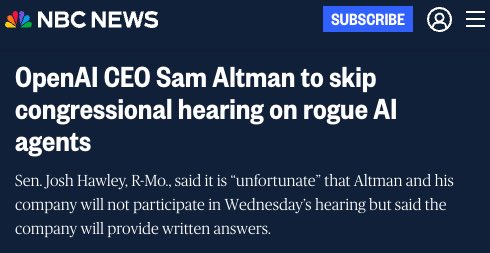DesignItForUs's tweet photo. Deeply disappointing that Sam Altman and OpenAI chose not to show up to a hearing on the harms of their own products.

We want answers. https://t.co/bu5BGkN9BE