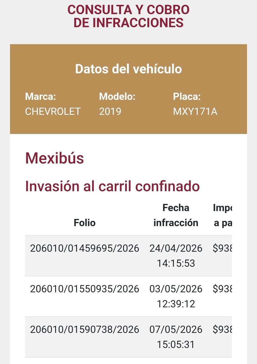FerCruzReporter's tweet photo. ‼️DEBE $117,250 PESOS POR INVADIR 125 VECES EL CARRIL DEL #MEXIBUS #EDOMEX‼️

🚨Un automovilista tiene 125 multas por invadir el carril confinado del MEXIBÚS. 

🚨cada multa tiene un costo de $938.00 y para poder verificar y continuar con trámites vehiculares deberá de pagar más de $100 mil pesos. 

🚨¿Ustedes ya revisaron si tienen multas x invadir el MEXIBÚS?