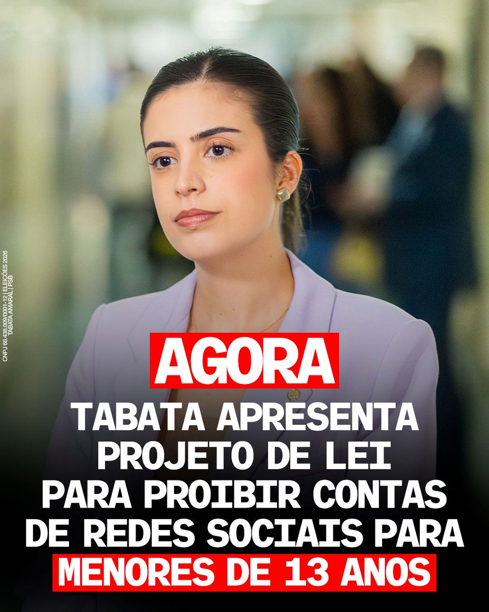 tabataamaralsp's tweet photo. Crianças precisam de proteção também no ambiente digital.

Apresentei um projeto de lei para proibir que menores de 13 anos tenham contas próprias em redes sociais.

A proposta cria regras diferentes conforme a idade: de 13 a 14 anos, contas vinculadas e supervisionadas pelos responsáveis; aos 15, mais autonomia, mas ainda com vínculo e proteção; a partir dos 16, conta própria, mantendo as proteções previstas para menores de 18 anos.

O projeto também obriga as plataformas a reforçar a privacidade e a segurança de crianças e adolescentes, reduzir o contato com desconhecidos, proteger contra aliciamento e cyberbullying e limitar mecanismos que estimulam o uso excessivo, como rolagem infinita e notificações durante o horário de sono.

E atenção: o projeto não proíbe crianças de usar a internet. Serviços de educação, saúde, comunicação familiar, acessibilidade e serviços públicos continuam acessíveis.

A ideia é simples: proteger nossos pequenos, preservar a autonomia dos adolescentes e cobrar das plataformas a responsabilidade que hoje não pode ficar só nas costas das famílias.