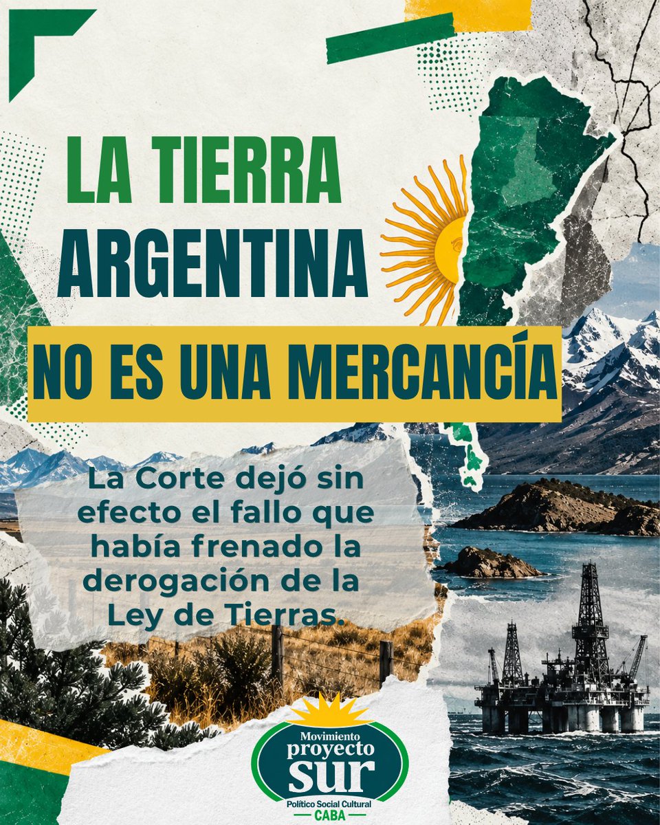 PSur_caba's tweet photo. 1/6 La tierra es territorio. Y el territorio es soberanía.

La Corte Suprema revocó el fallo que había frenado la derogación de la Ley 26.737 de Tierras Rurales.

¿Qué implica esta decisión? 🧵 https://t.co/ScnhhxY2yT