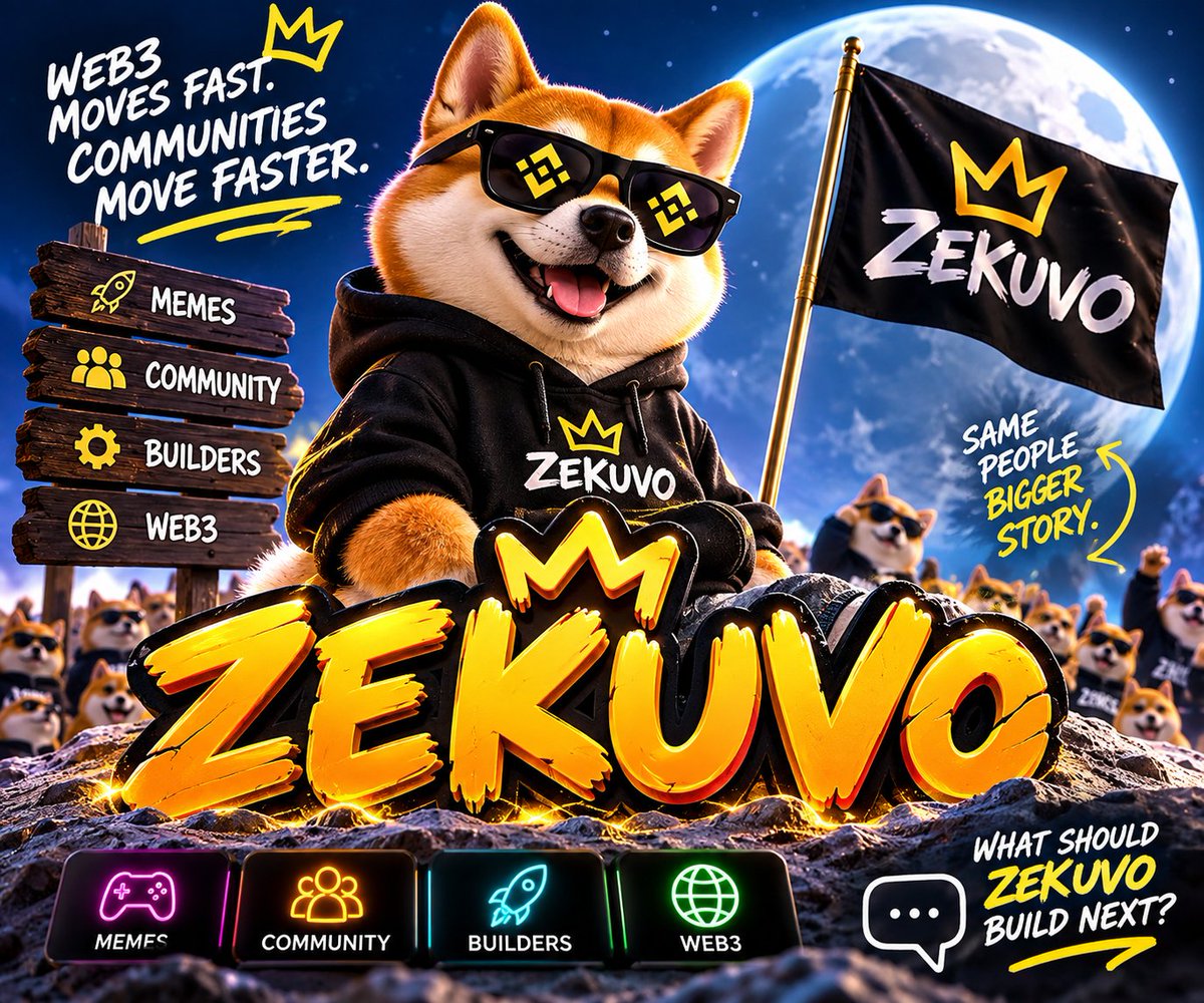 Zekuvo's tweet photo. Web3 moves fast.
Communities move faster. ⚡️

ZEKUVO is here for the memes, the chaos and the builders behind the screen. 🐶

No promises. No fake hype.
Just community energy.

What should ZEKUVO build next? 👀👇

#ZEKUVO #Solana #Web3 #MemeCoin https://t.co/Zhnwk7mQlf