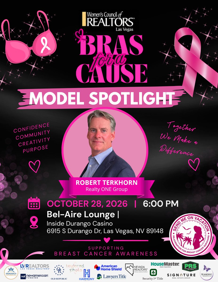 mgm_monarch's tweet photo. π MODEL SPOTLIGHT: ROBERT TERKHORN!
Robert Terkhorn of Realty ONE Group is joining Bras for a Cause in support of breast cancer awareness. π
π
Oct. 28 | 6 PM
π Bel-Aire Lounge, Durango Casino
#BrasForACause #WCRLV #BreastCancerAwareness #ModelSpotlight https://t.co/T2Byl1Bku1