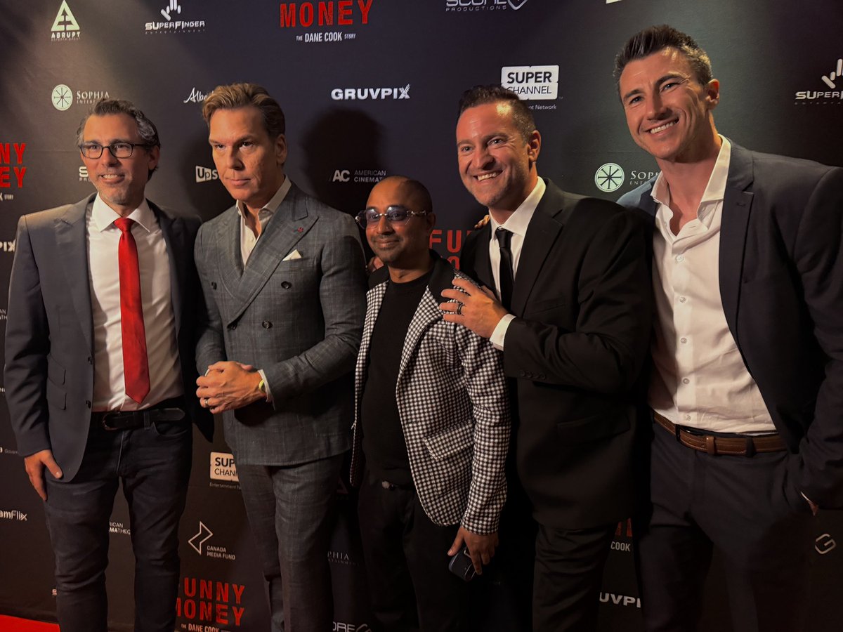 ShaneFen's tweet photo. World premiere energy in LA last week 🎥 

Funny Money: The Dane Cook Story is the #1 documentary on iTunes abroad — now we’re bringing it home.

Canadian premiere in Edmonton this Sat Oct 3 as the closing gala of EIFF at Landmark Cinemas City Centre.

Only a few tickets left: https://t.co/9leBYeClVC

Can’t wait to see everyone there!
#FunnyMoney @DaneCook #EIFF