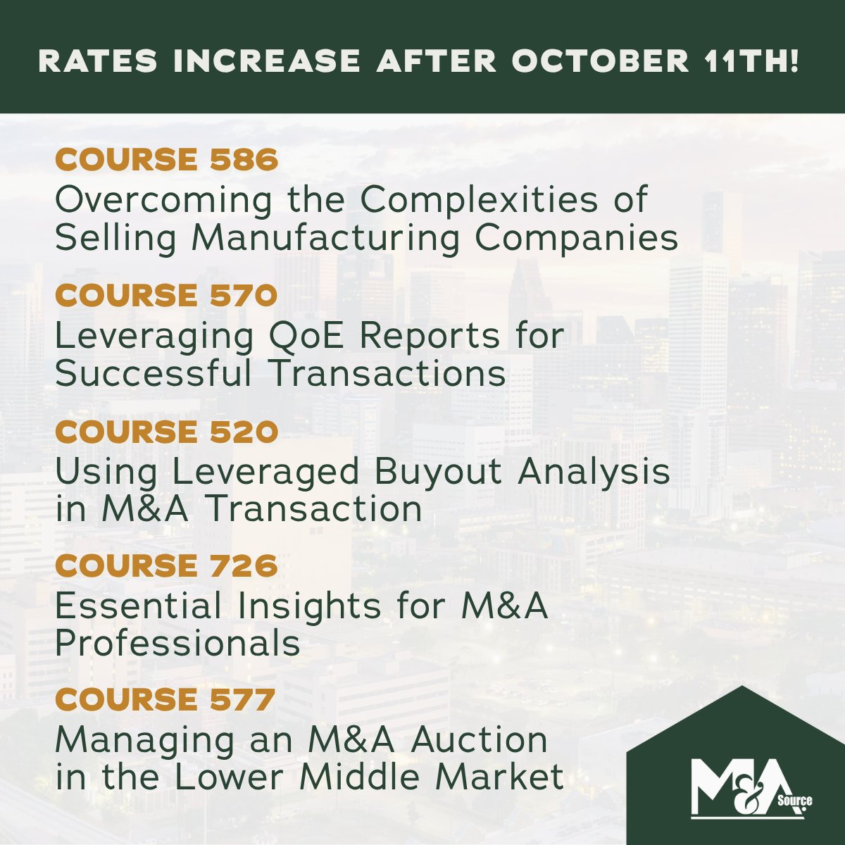 MAsource's tweet photo. Make the most of your trip to Houston! Add on a course before the 2026 Fall Conference &amp; Deal Market and sharpen your skills for complex deals.

Explore the course lineup and register today: https://t.co/sRK05Ologl

#MASConference #MASDealMarket https://t.co/eGTCVRa51Q