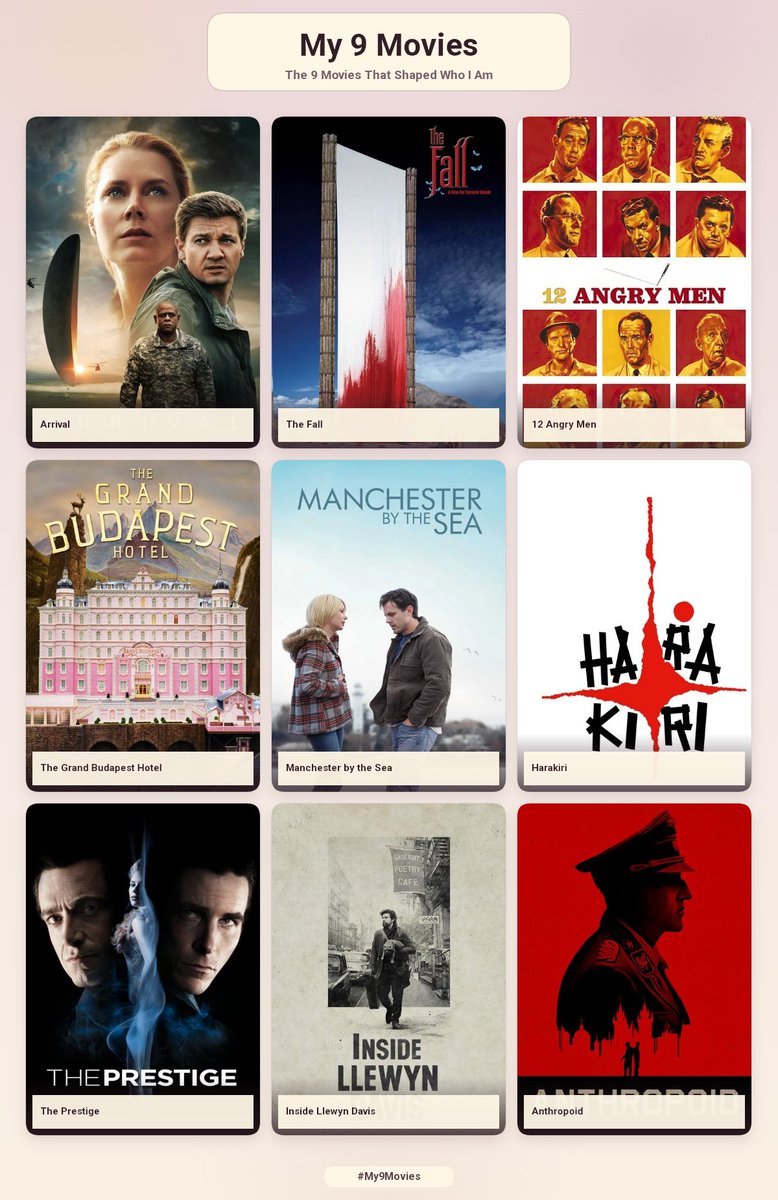 sungeriyye's tweet photo. ben ve çok sevdiğim 9 film https://t.co/i4MSYMtDPv