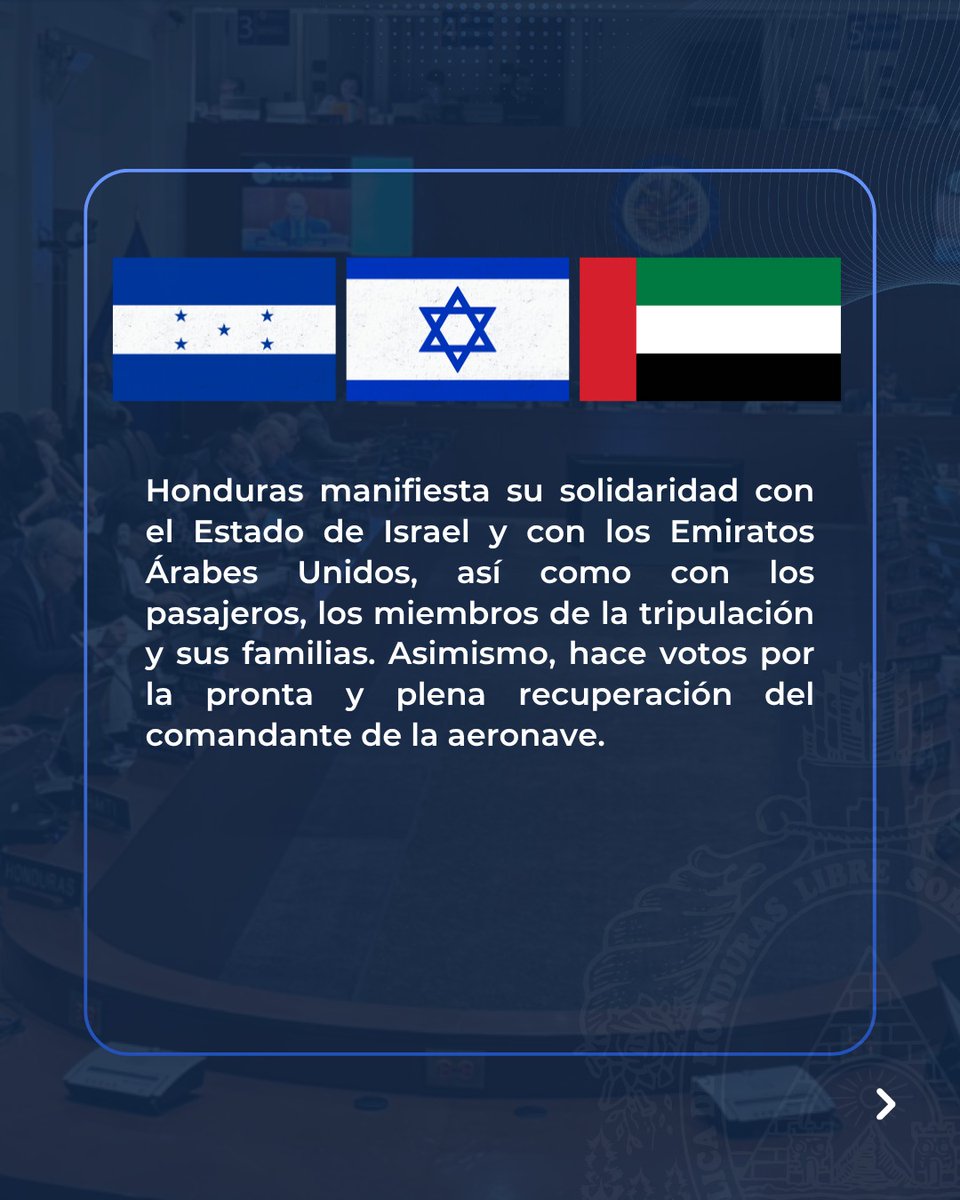 CancilleriaHN's tweet photo. 𝐂𝐎𝐌𝐔𝐍𝐈𝐂𝐀𝐃𝐎 📣

Honduras 🇭🇳 expresa su solidaridad ante el incidente ocurrido a bordo del vuelo FZ1073 de flydubai. ✈️ https://t.co/FcigRw3iRi