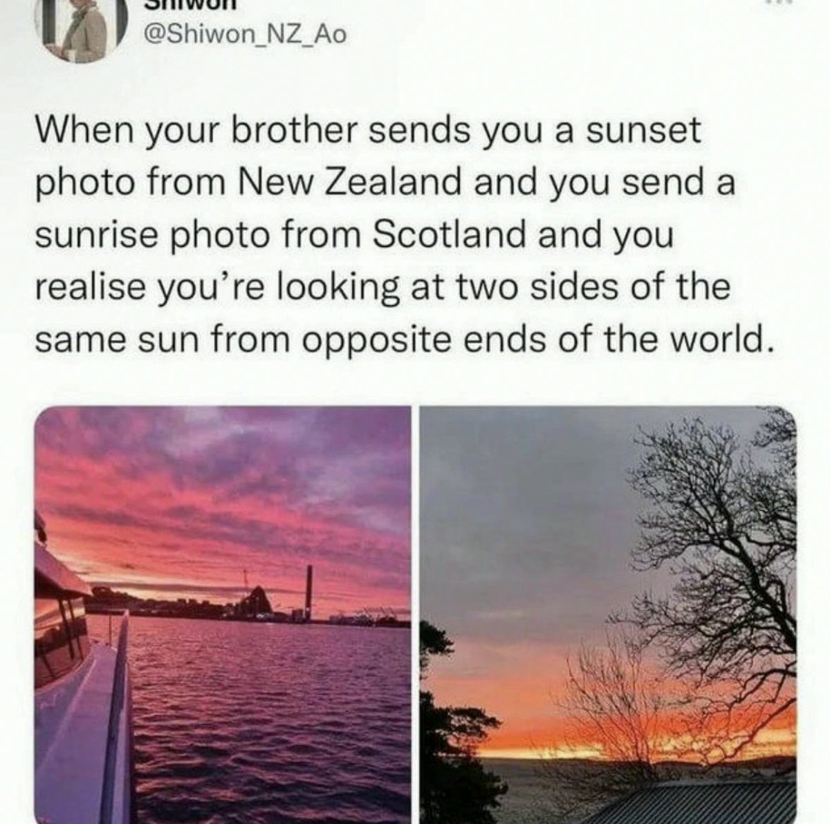 gonzalesdarvl's tweet photo. 2 images but opposite sides of the world.
#BirdFails #JJJ24TH9ENTPARAGON https://t.co/sXifcvgWfJ