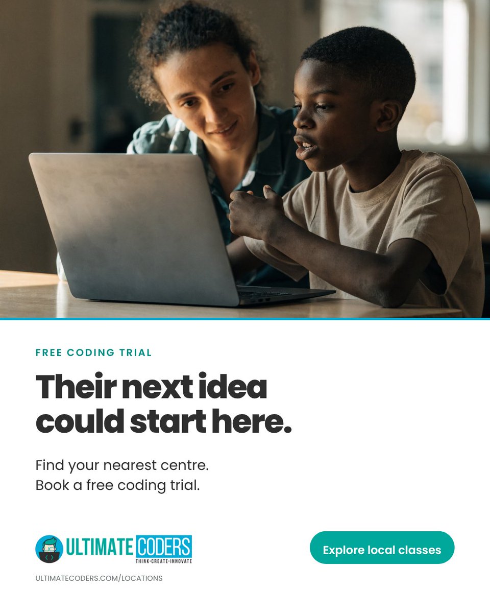 ultimatecoders's tweet photo. Their next idea could start here.

A free coding trial lets your child try making something with an instructor and find a starting point.

Find a centre and follow its booking link: https://t.co/9v1MzU6sGJ

#UltimateCoders #KidsCoding https://t.co/RJK34lgji4