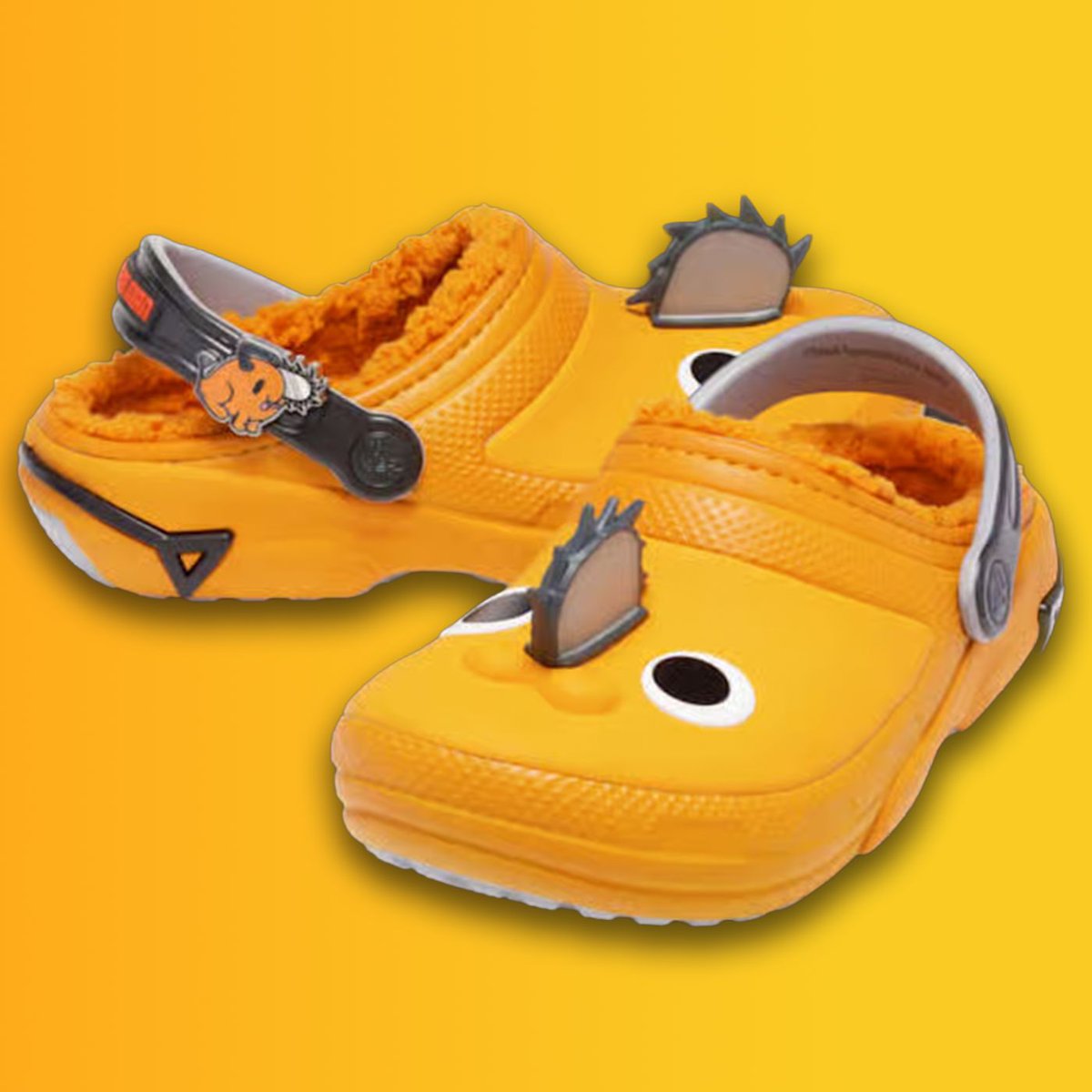 Dexerto's tweet photo. Chainsaw Man is getting a Crocs collab with four new Classic Clogs inspired by Pochita, Power and Denji

The collection includes an $80 Pochita pair complete with a mini chainsaw and his pull-cord tail https://t.co/miBl3H3hYY