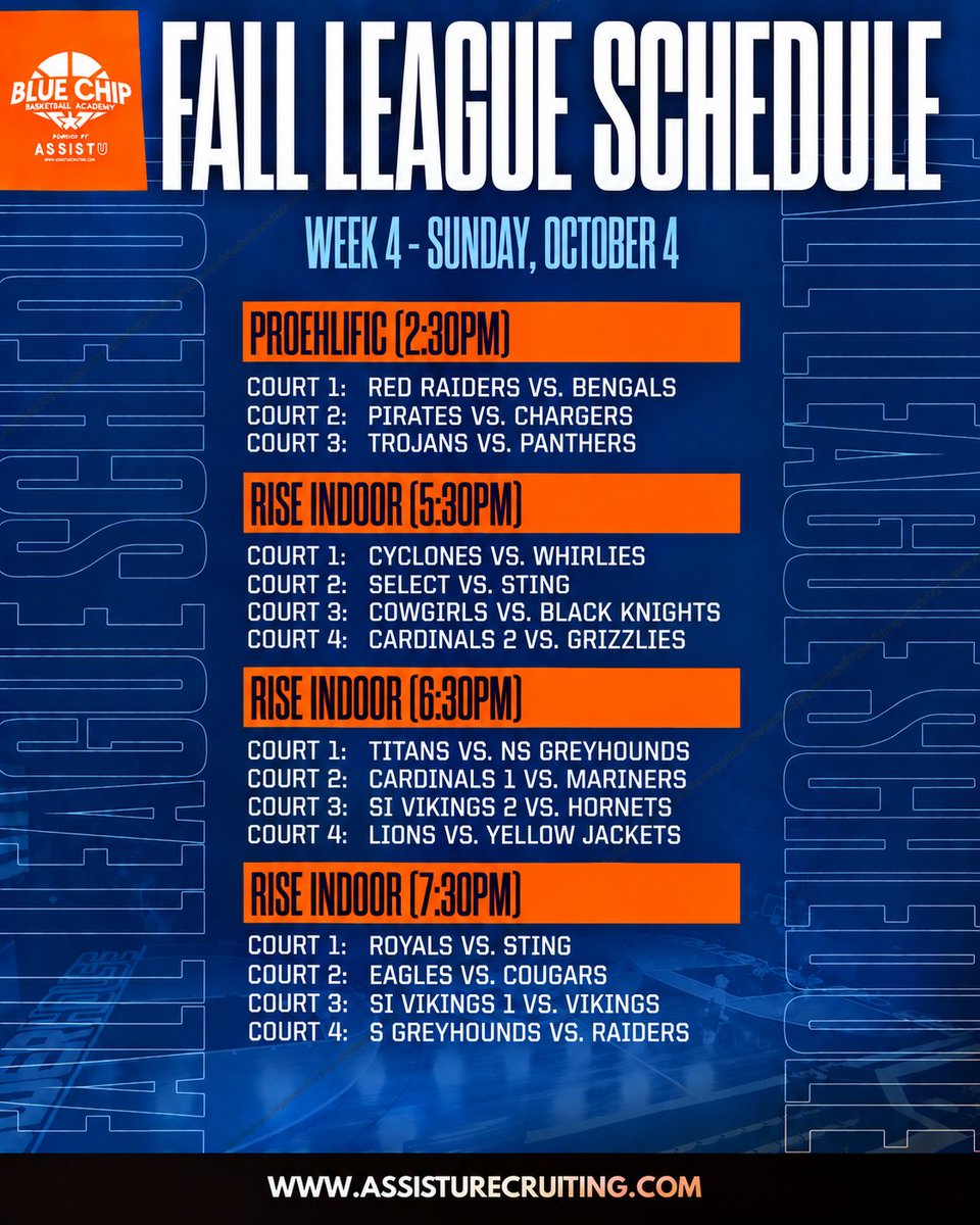 BlueChipWBB's tweet photo. Week 4 Schedule! 👇

@TriadBlueChip @Assist_U_ https://t.co/DsrVZCQuLA