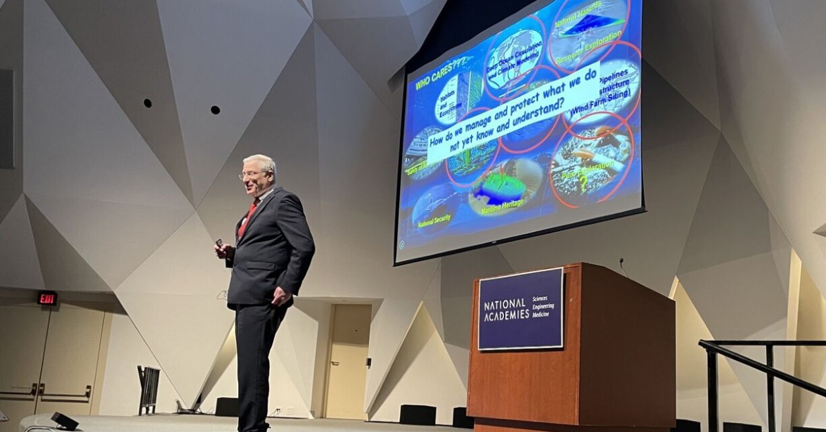 theNASEM's tweet photo. From global shipping routes to the cables that power the internet, modern life relies on understanding the ocean floor — yet it remains largely unmapped.

Explore the practical applications of advances in ocean mapping technology from our recent lecture: https://t.co/gXshE0y7IU https://t.co/2YYEm63ssJ