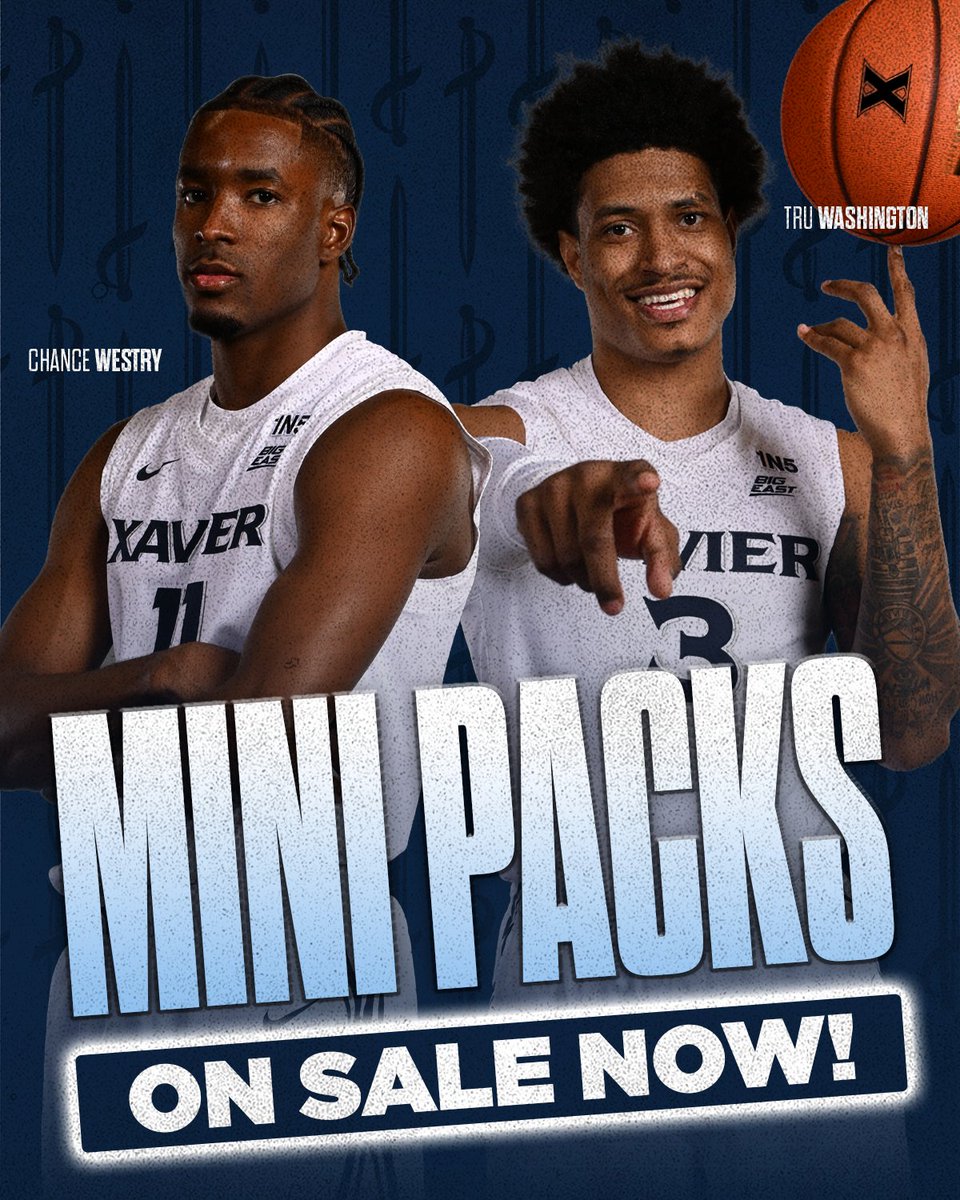 XUAthletics's tweet photo. Men's Basketball Mini Packs are on sale now! 

Don't miss your chance to catch some of the season's biggest games at Cintas Center.

🎟️ Lock in your seats today at https://t.co/rajwgSThAa
 
#LetsGoX https://t.co/Nych2AzaWy