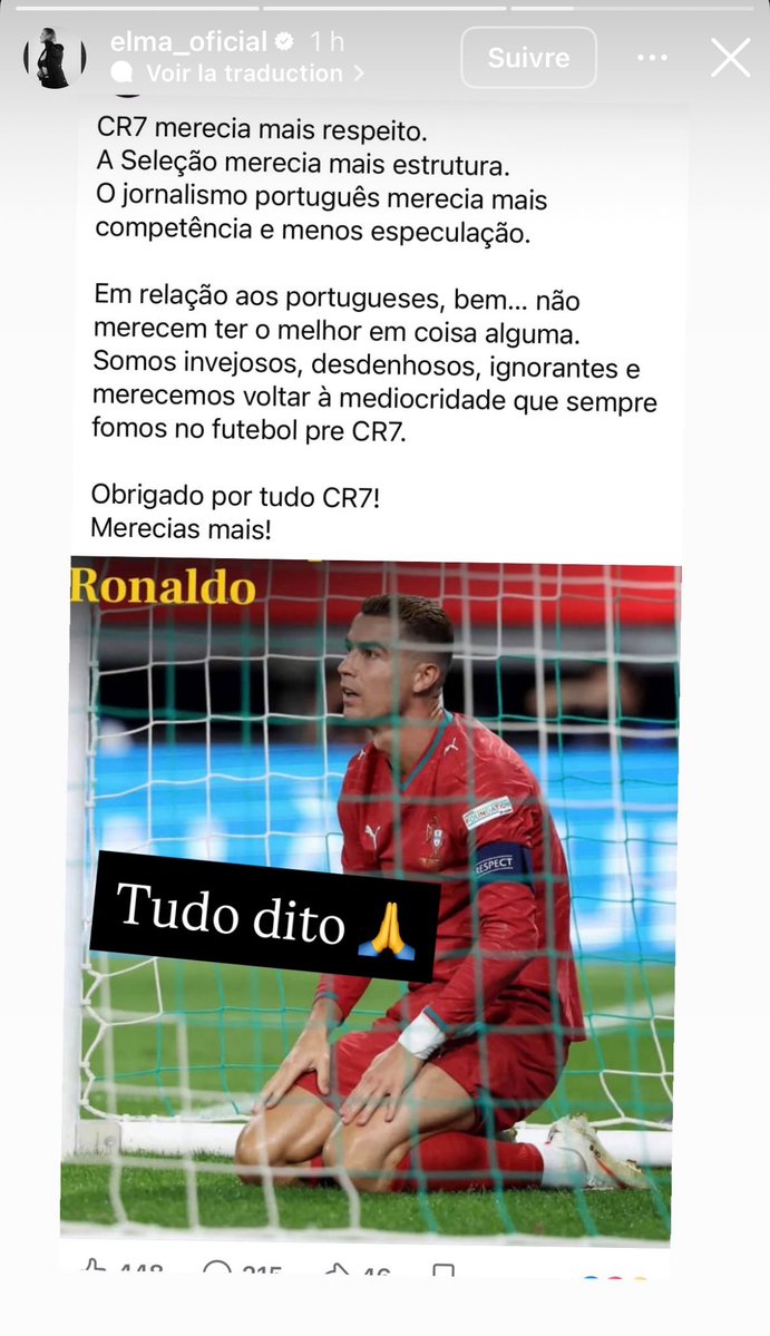 ActuFoot_'s tweet photo. 🚨🚨 LA STORY INSTAGRAM 📲 DE LA SŒUR DE CRISTIANO RONALDO 🇵🇹 👇 :

« CR7 méritait plus de respect.
La sélection méritait davantage de structure.
Le journalisme portugais méritait plus de compétence et moins de spéculations.

Quant aux Portugais… eh bien, ils ne méritent pas d’avoir le meilleur dans quoi que ce soit.
Nous sommes envieux, méprisants, ignorants, et nous méritons de revenir à la médiocrité qui était la nôtre dans le football avant CR7.

Merci pour tout CR7 !
Tu méritais mieux ! »