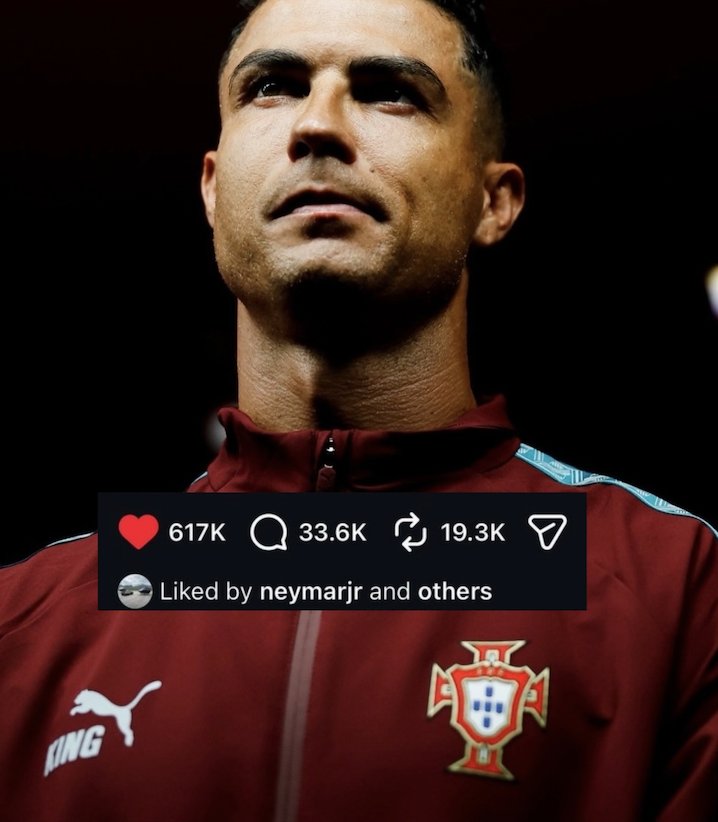 TouchlineX's tweet photo. 🚨📲 𝗡𝗘𝗪: Neymar liking Ronaldo's IG post. https://t.co/IO34wzhpma