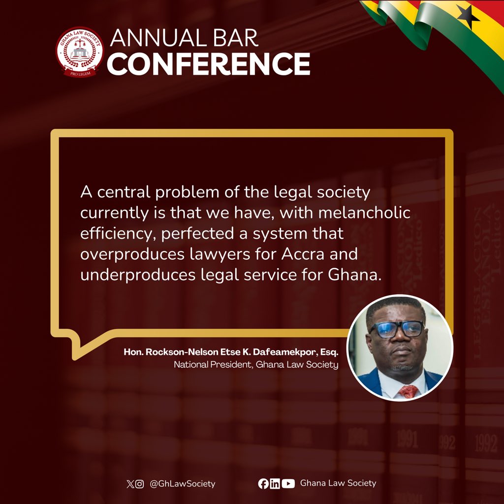 GHLawSociety's tweet photo. “The access-to-justice crisis”
Excerpts from the National President of the Ghana Law Society at the GLS Annual Bar Conference 2026
#GLSBarConference2026
#GhanaLawSociety
#prolegem https://t.co/2CxUcM2mkY