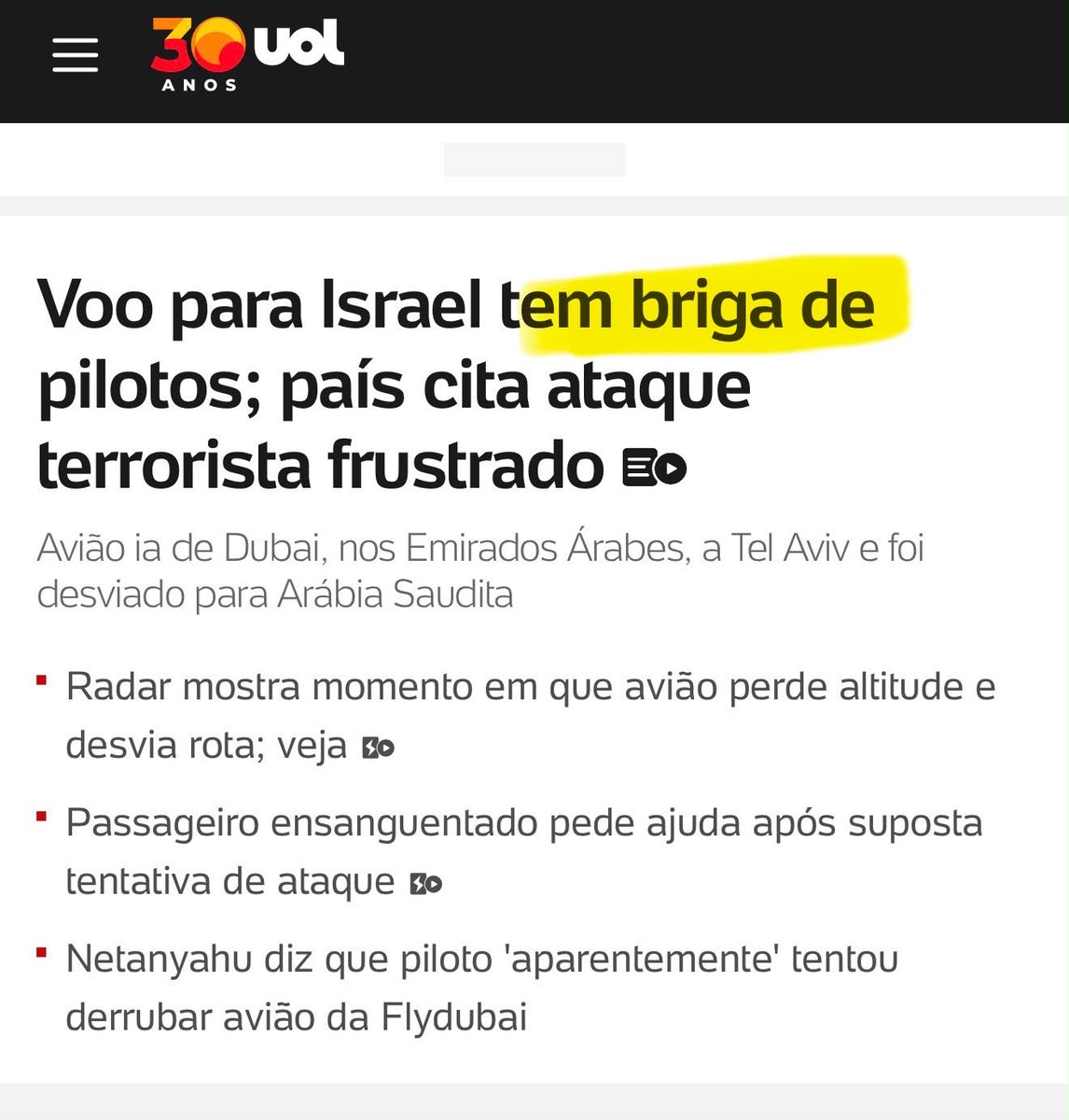 Rconstantino's tweet photo. Que mídia nojenta e antissemita! O copiloto de Omã, terrorista, esfaqueou o piloto para derrubar o avião, e a imprensa fala em “briga”?!? PQP!!! https://t.co/tujhQhLNCv