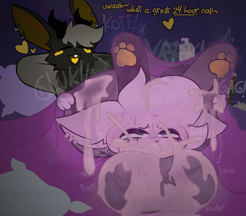 Nonbinary_Bunny's tweet photo. For Checky &amp; NocturnalRedCat on 🟦☁️
Sometimes your friends can get really cocky when you just do one small favor. https://t.co/hS25XfWJKi