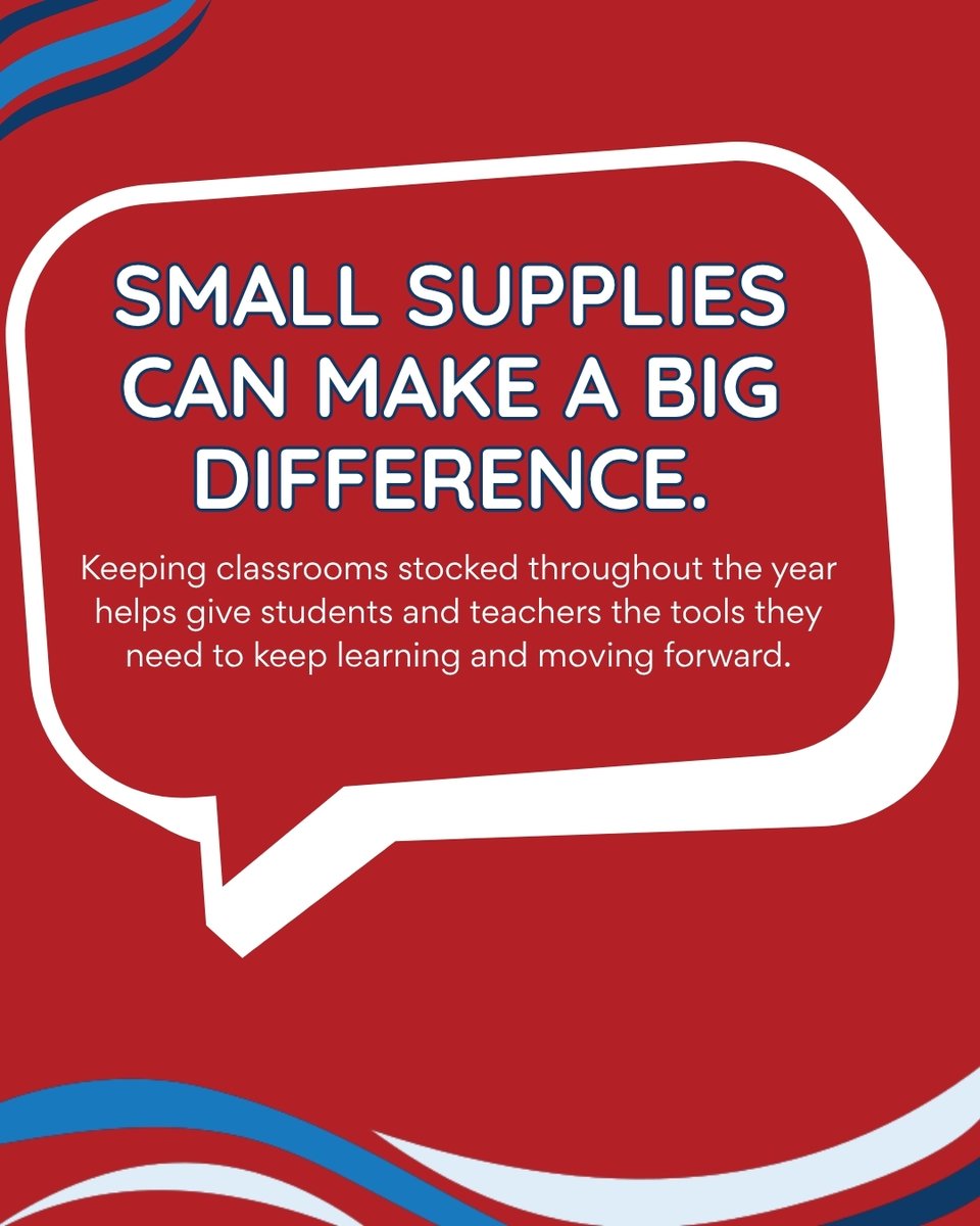 KidsInNeed's tweet photo. A pencil may seem small, but having the right supplies can help students feel prepared, confident, and ready to participate.

Classroom supplies matter all year long. ✏️📚 https://t.co/WuOF2fupcv