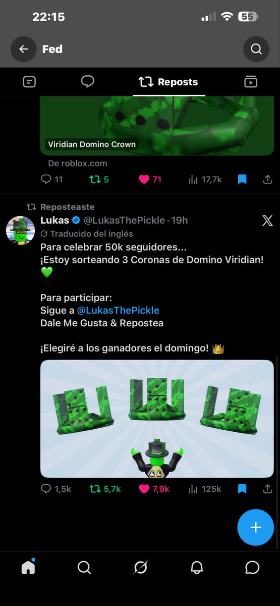 ib1yz's tweet photo. @LukasThePickle Sé que puedo ganar esta corona :) además el color verde es uno de mis favoritos💚 Evidencia del Reposts y también estoy en el servidor de notificaciones! https://t.co/2k2Y8AQSLo
