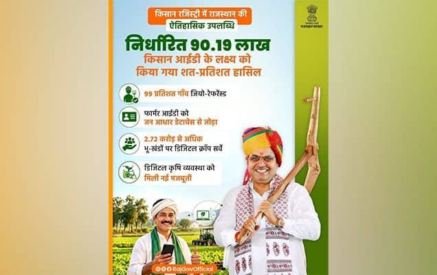 IndiaData_'s tweet photo. 🇮🇳 Rajasthan first State in northern India to complete digital identification of farmers. https://t.co/HVbIc1axtR