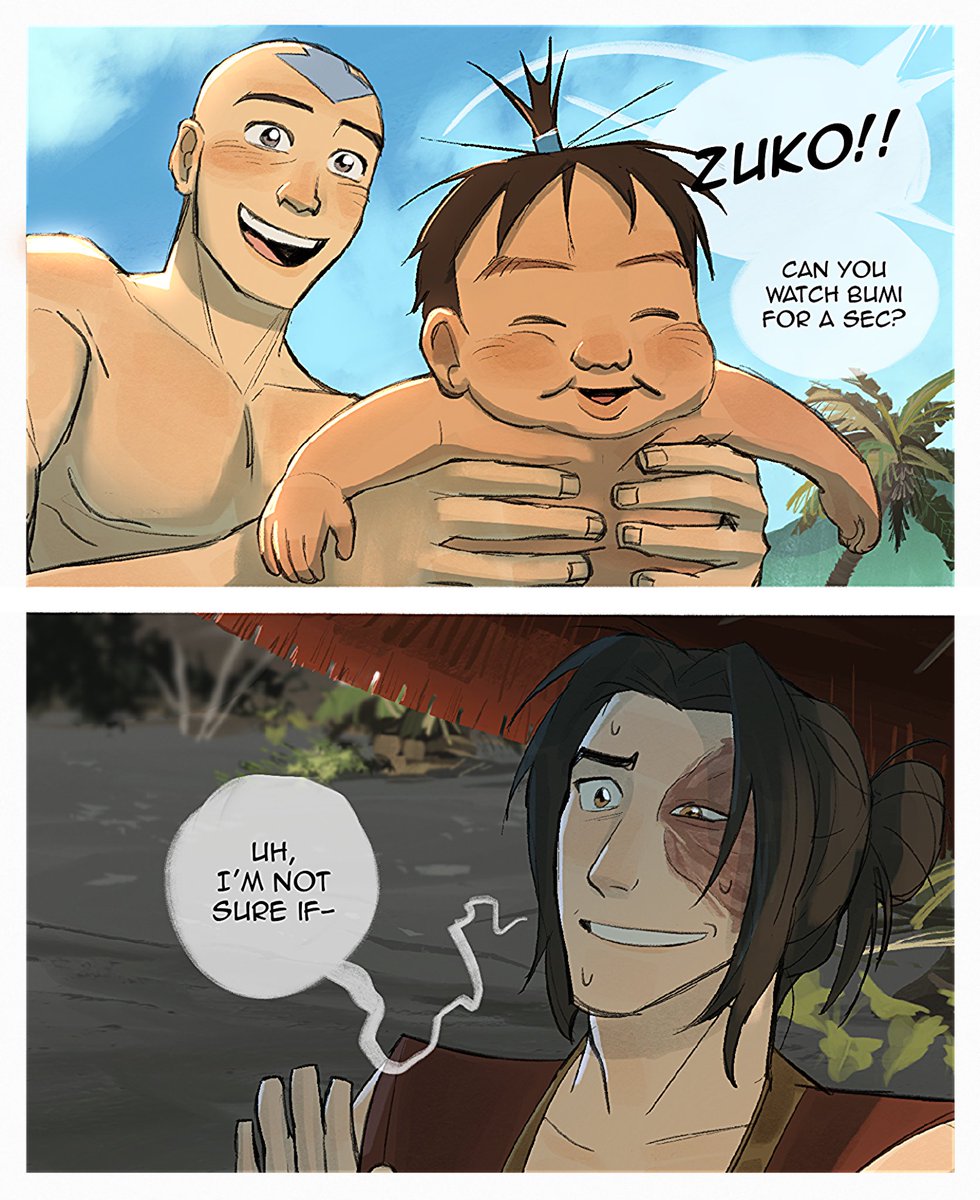 noka_exe's tweet photo. Bumi caretaking 1/3 #atla #zuko #sokka #zukka https://t.co/MclXot3Ior