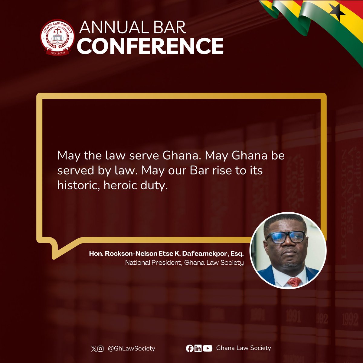 GHLawSociety's tweet photo. “The profession’s public duty”
Excerpts from the National President of the Ghana Law Society at the GLS Annual Bar Conference 2026
#GLSBarConference2026
#GhanaLawSociety
#prolegem https://t.co/VIgFJv2R5O